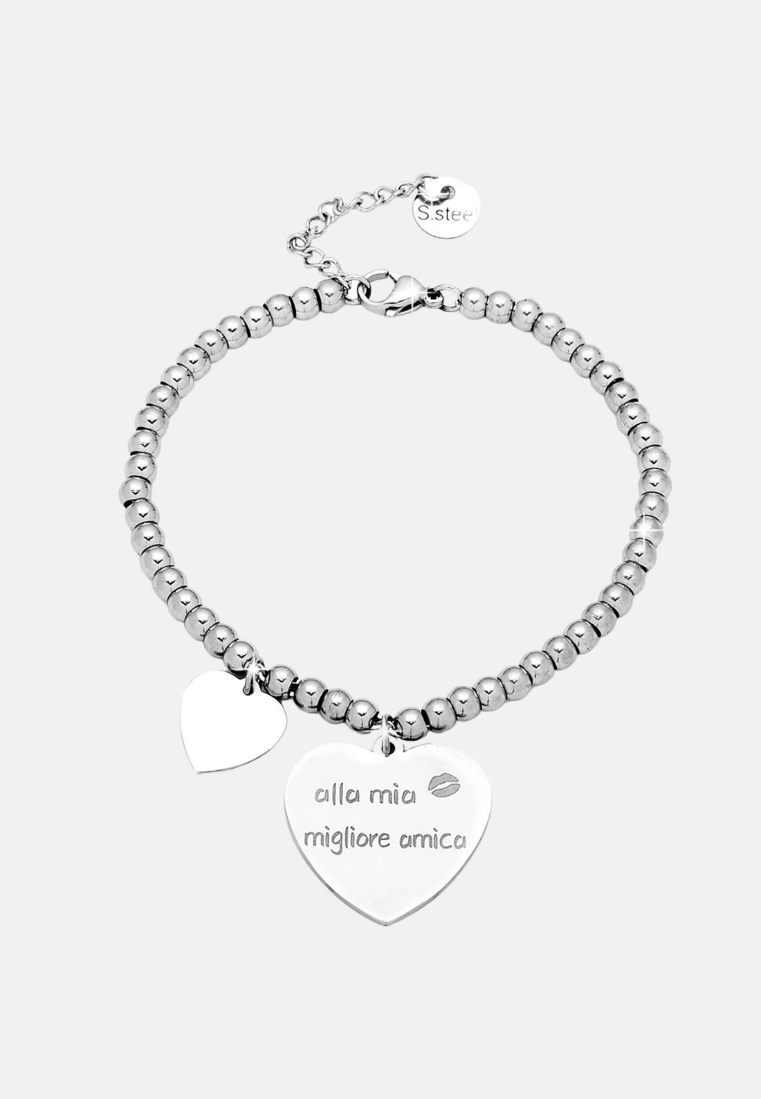 Bracciale con cuore e frase incisa