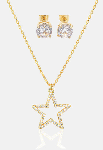 Ensemble collier et boucles d'oreilles étoile