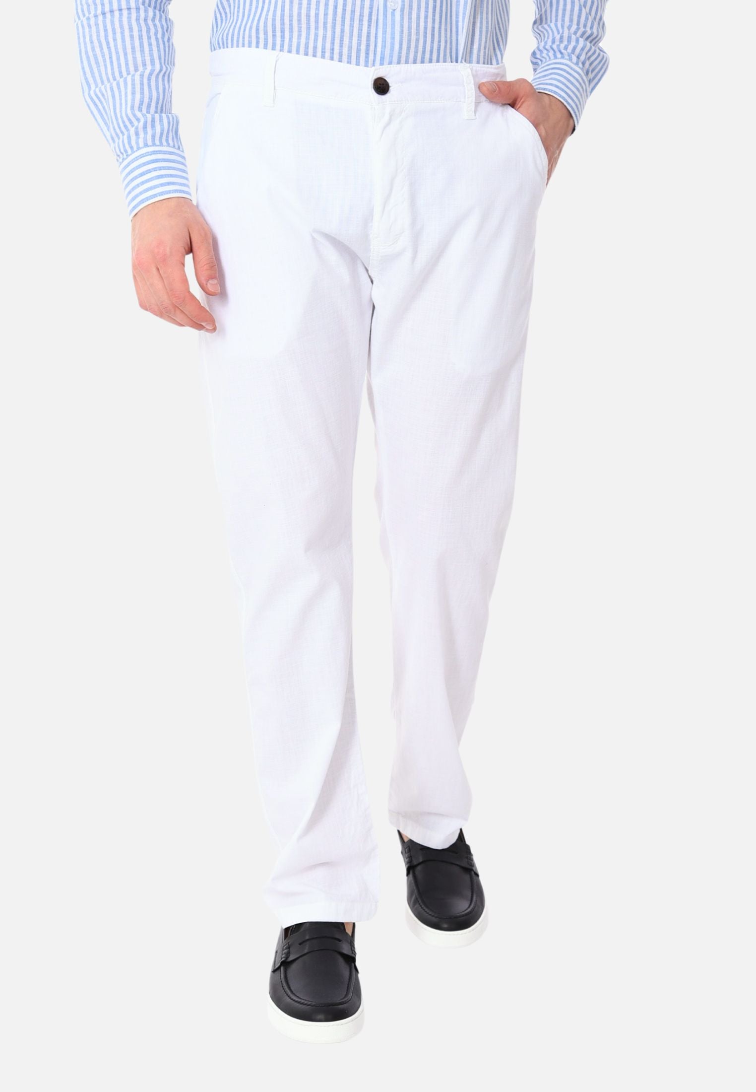 White Pantaloni Lino Slim Pantaloni Lino Uomo Liu Jo STIMM