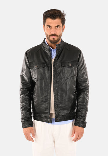Veste multi-poches en éco-cuir