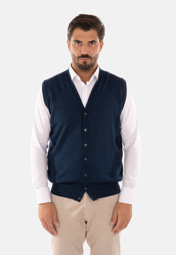 Gilet con bottoni in lana