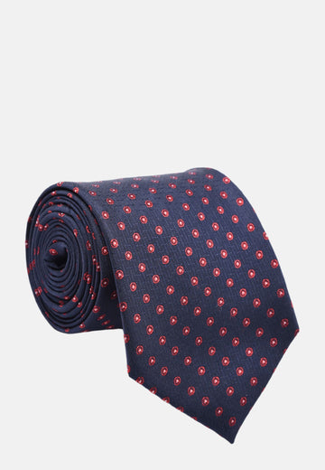 Cravatta blu cerchi rossi zal