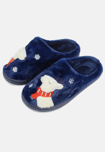 Chaussons avec renne bleu