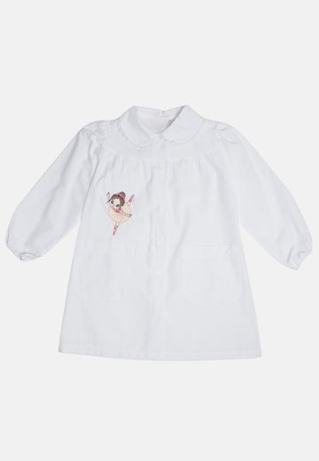 Grembiule bianco asilo ballerina da 2 anni a 8 anni