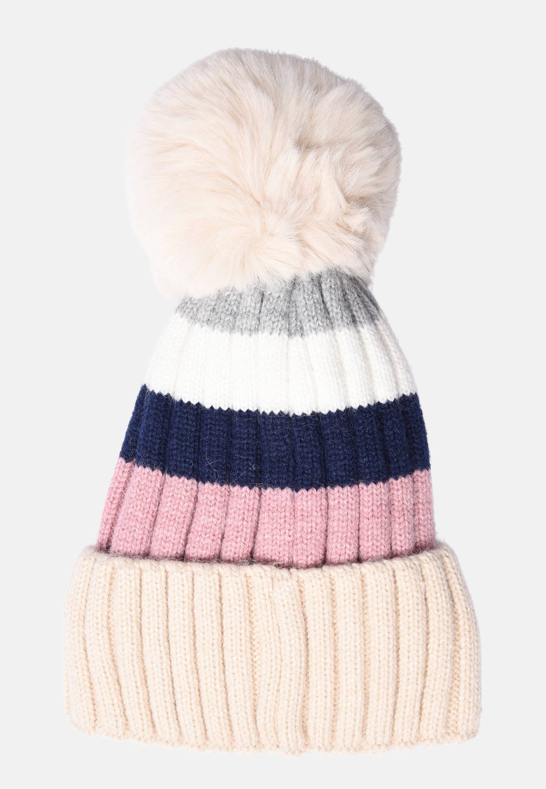 Cappello multicolor con pon pon