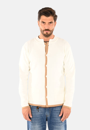 Cardigan in lana con collo coreana