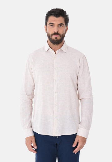 Camicia lino millerighe collo classico