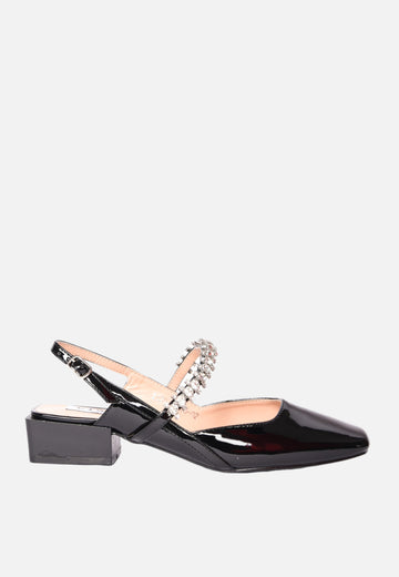Slingback verni avec strass