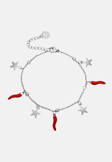 Bracciale portafortuna cornetti e stelline