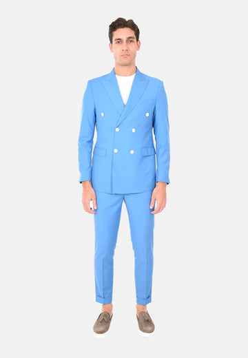 Costume croisé avec boutons blancs