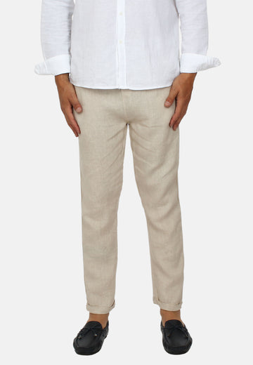 Pantaloni in lino con elastico in vita