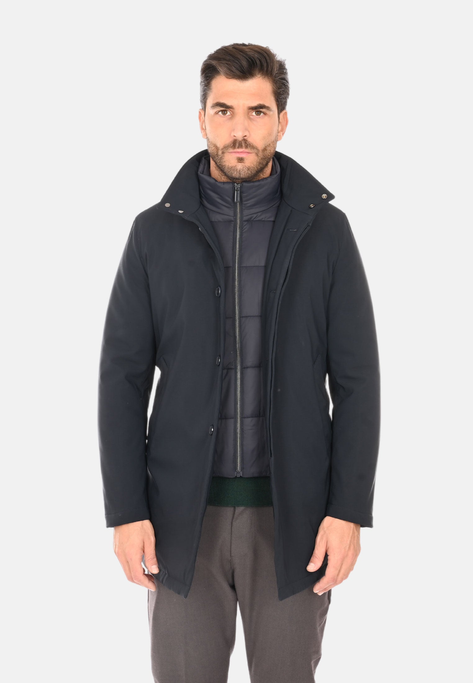 Cappotto Parka Uomo Inverno Uomo Inverno Caldo Spesso Lungo Tinta