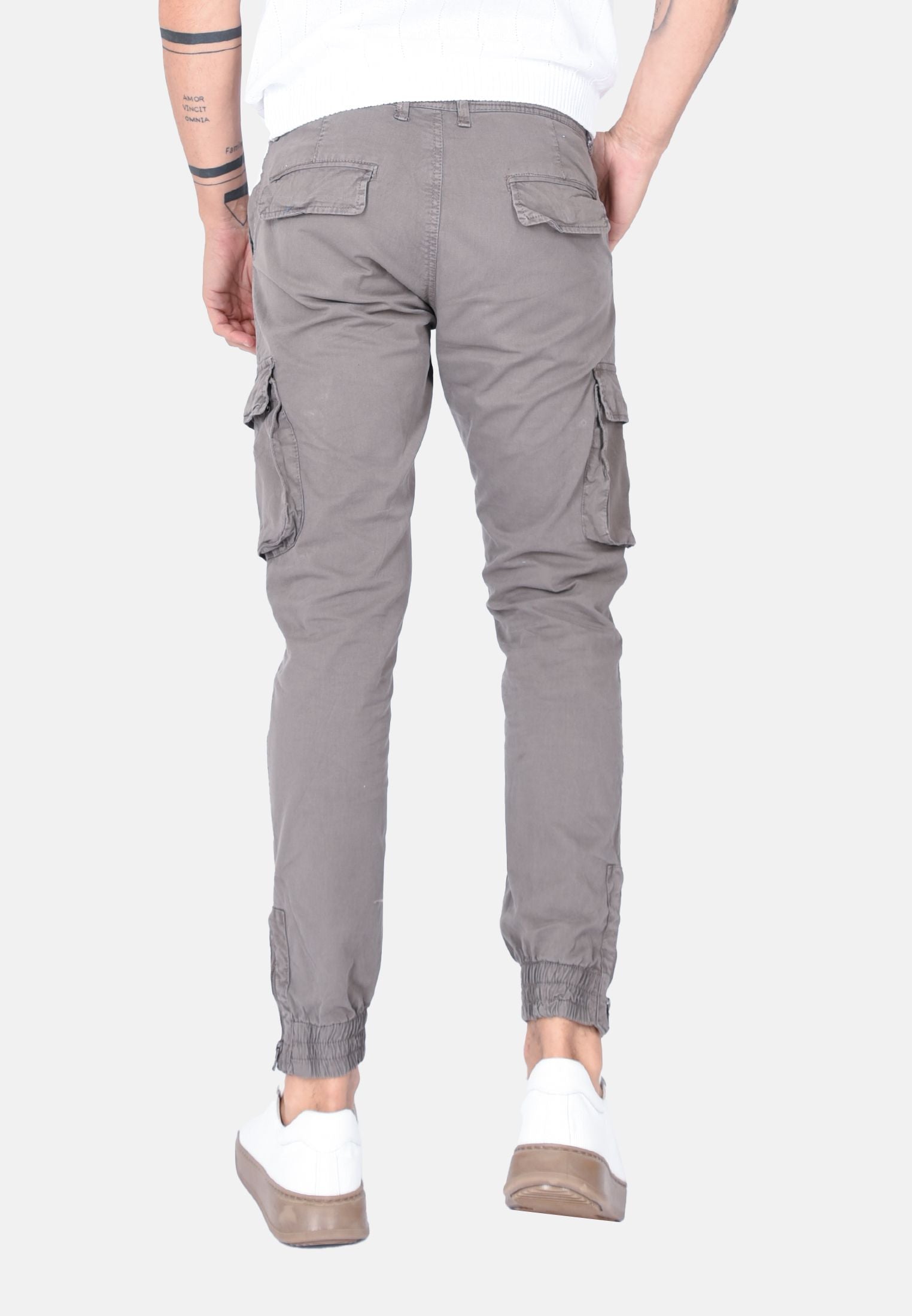 LVCBL Pantaloni cargo da uomo, in cotone, casual, estivi, con elastico in vita, con tasche, Verde militare, XXL LVCBL Pantaloni cargo da uomo, in cotone, casual, estivi, con elastico in vita, con tasche, Verde militare, XXL