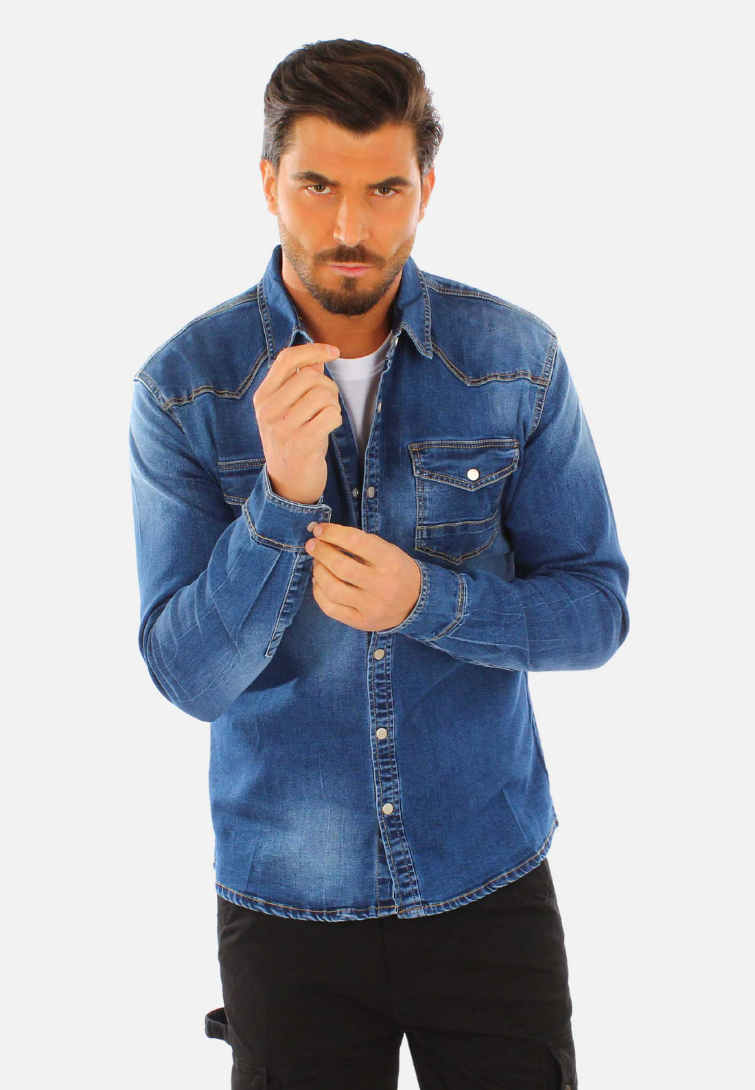 Camicia di jeans lavaggio chiaro