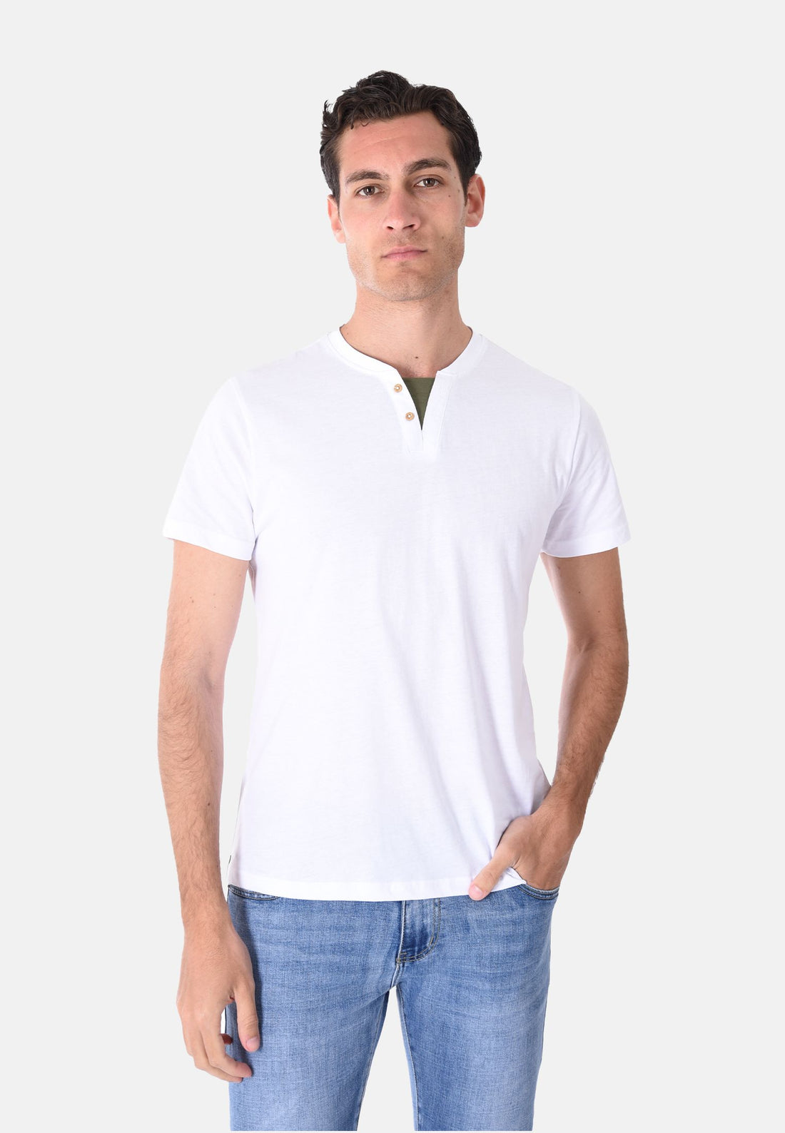 T-shirt con bottoni in cotone