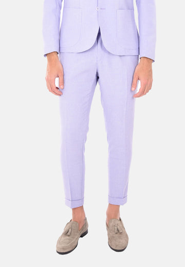 Pantalon effet lin lilas