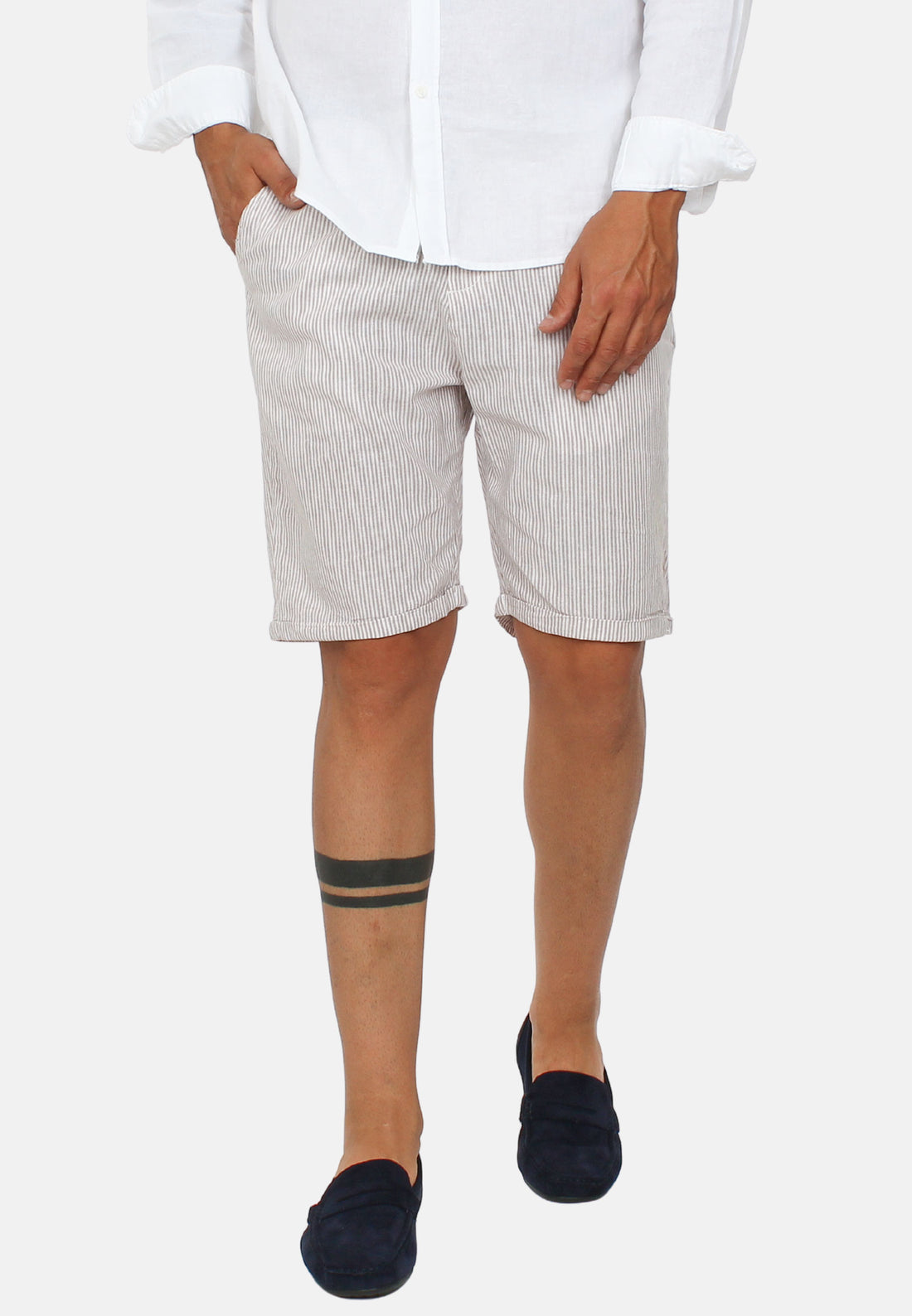 Bermuda in lino millerighe