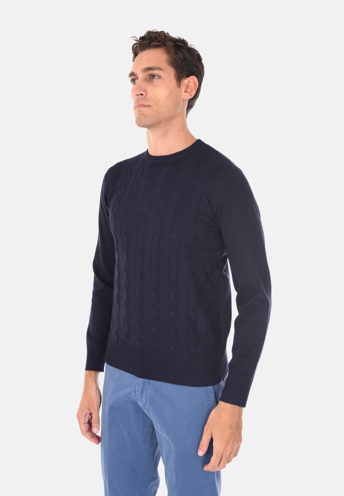 Maglione girocollo con trecce