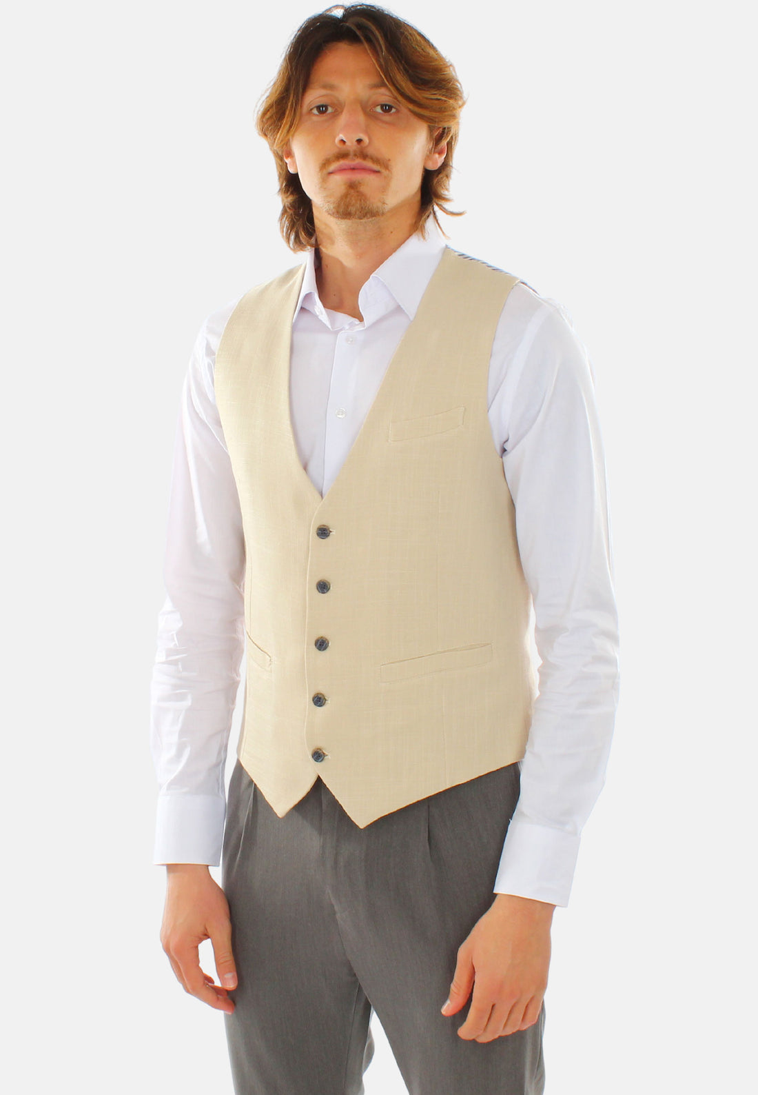 Gilet crème avec rayures au dos