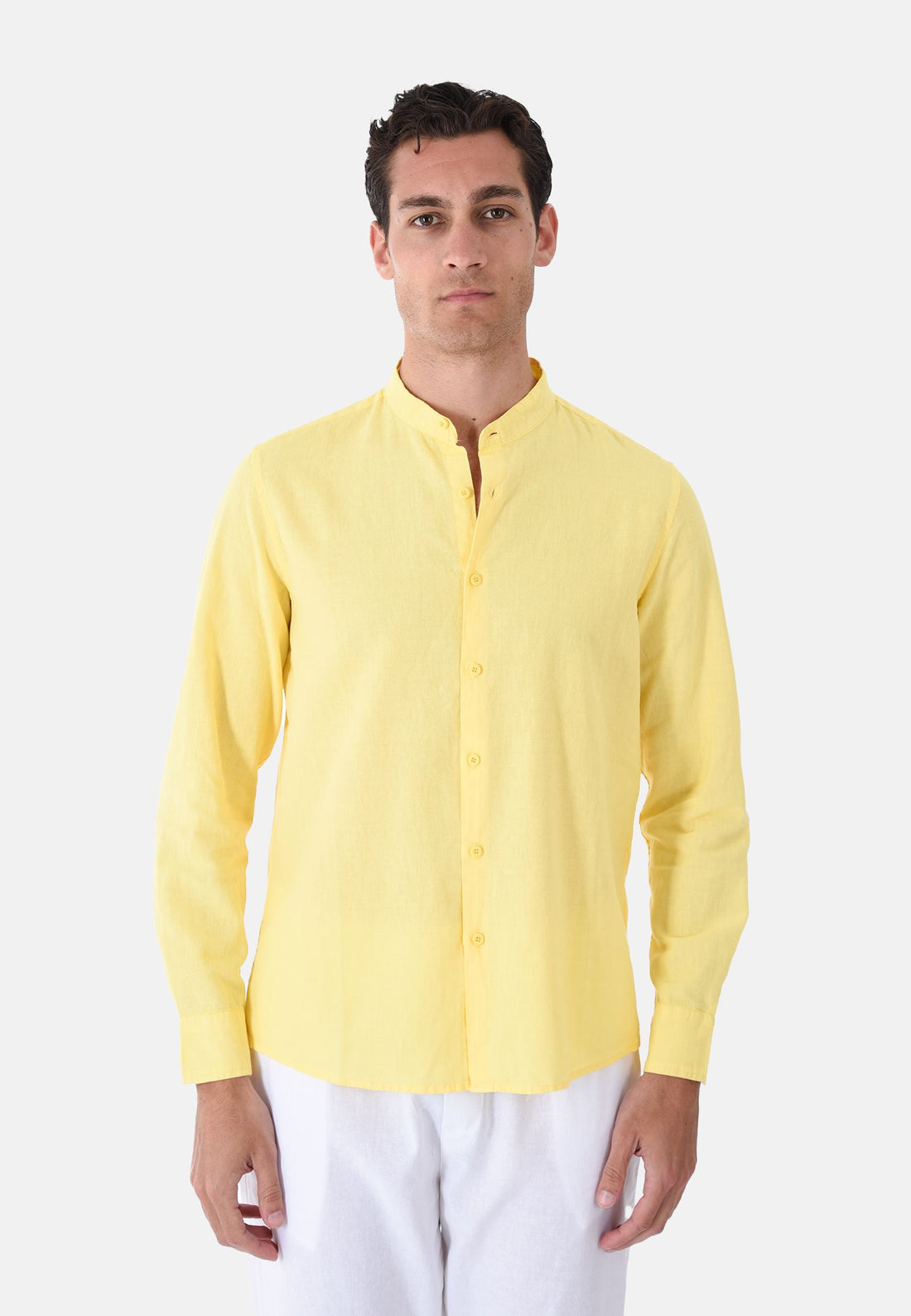 Camicia di lino collo coreana