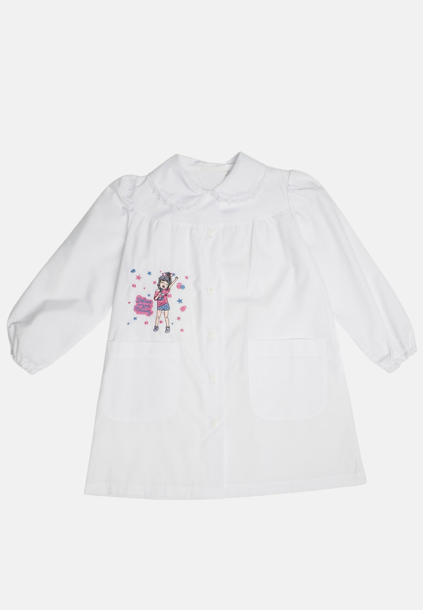 Grembiule bianco asilo rockstar da 2 anni a 8 anni