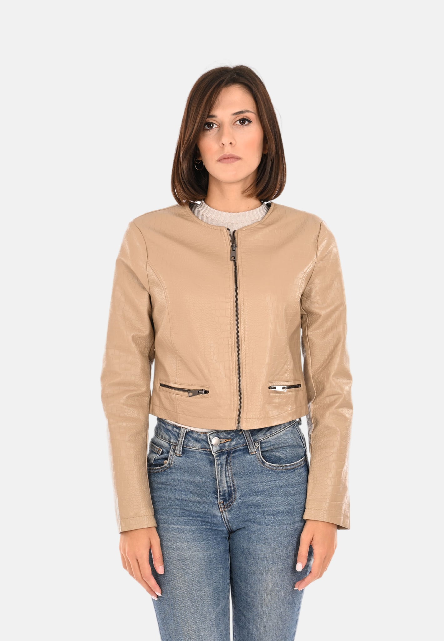 Veste courte en simili cuir