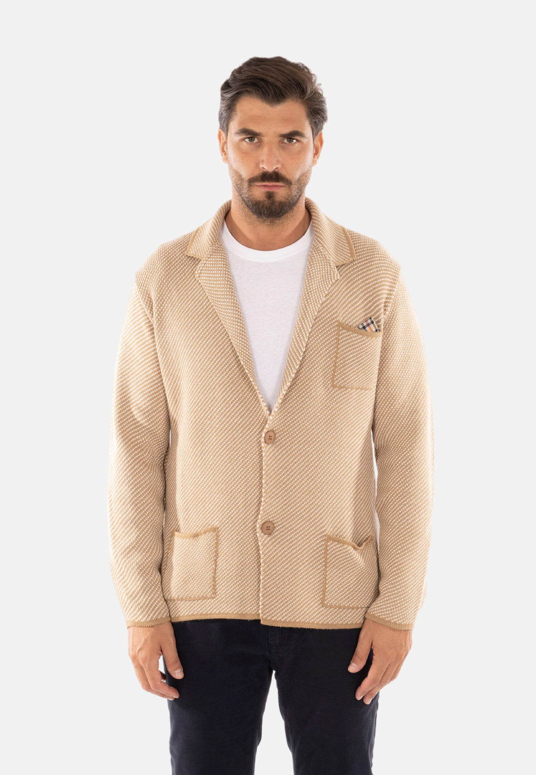 Veste en maille bicolore