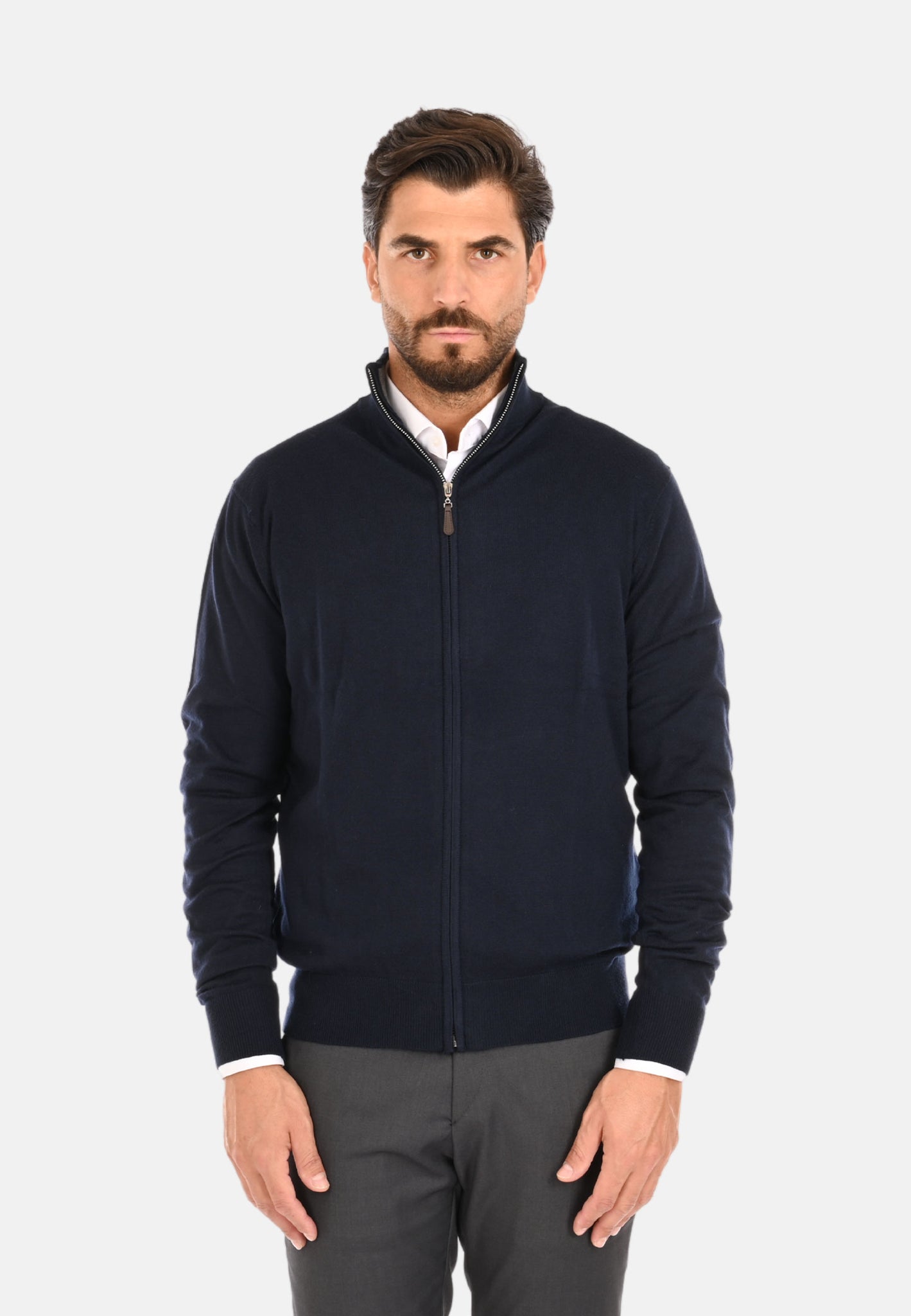 Cardigan con zip lana e cashmere -