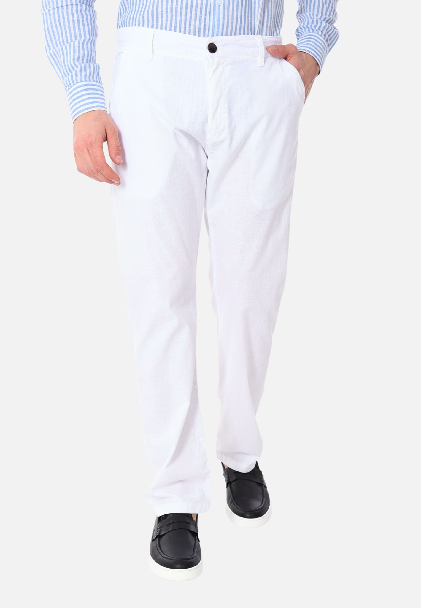 Pantaloni misto lino e cotone
