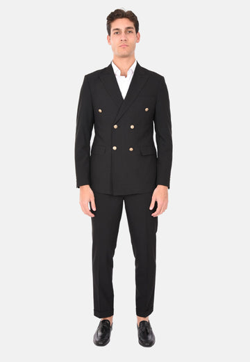 Costume croisé avec boutons dorés