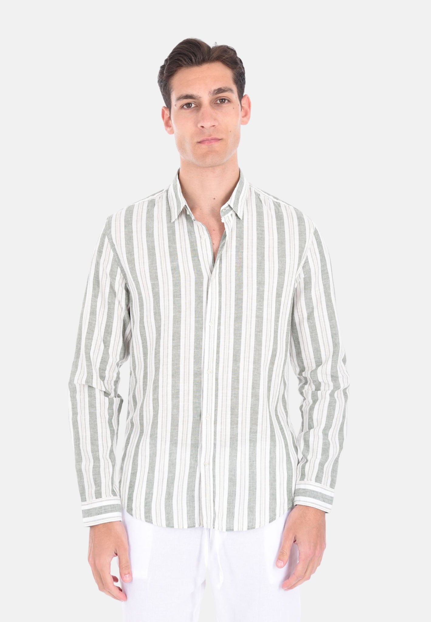 Camicia multiriga misto lino