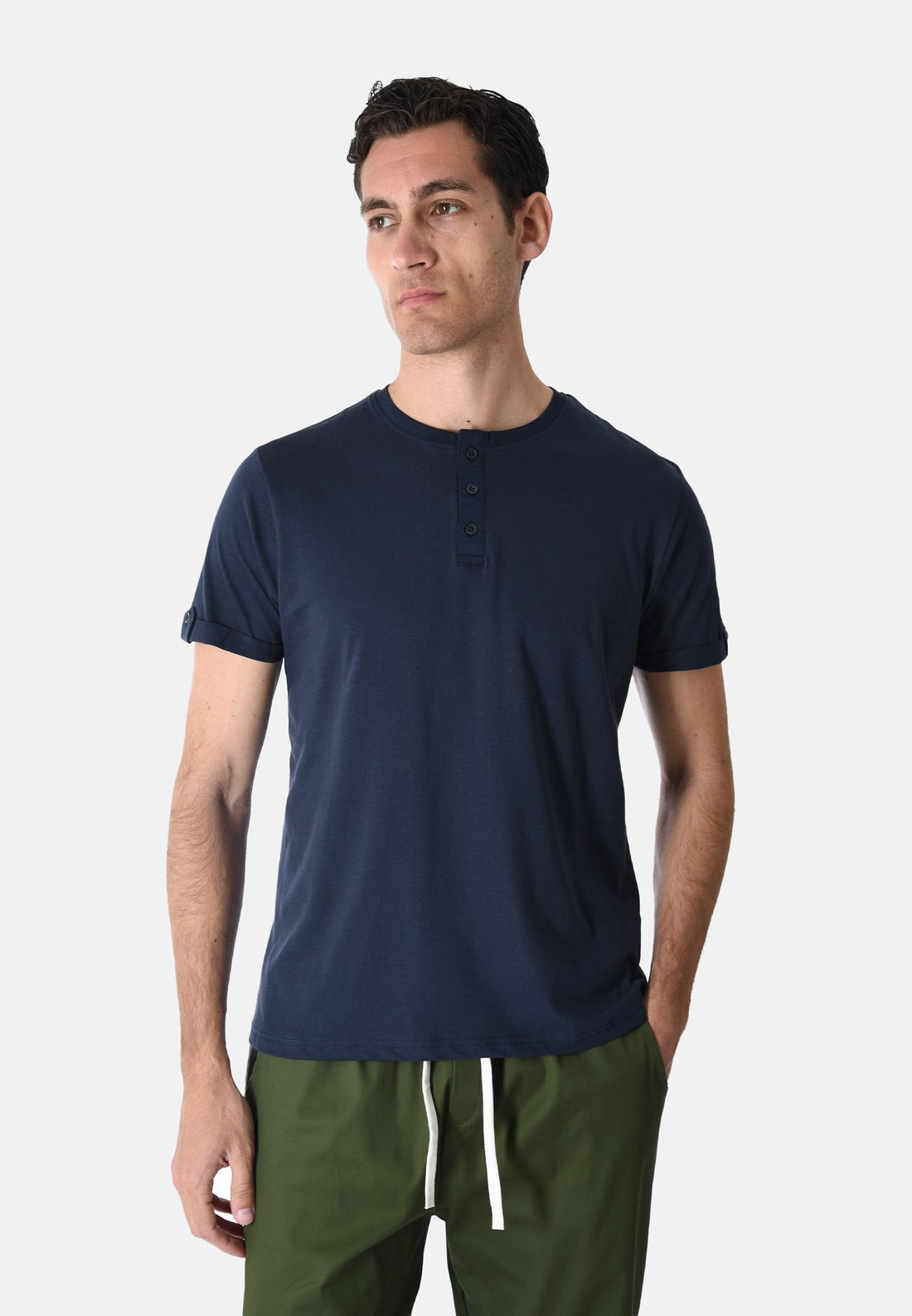 T-shirt cotone con bottoni