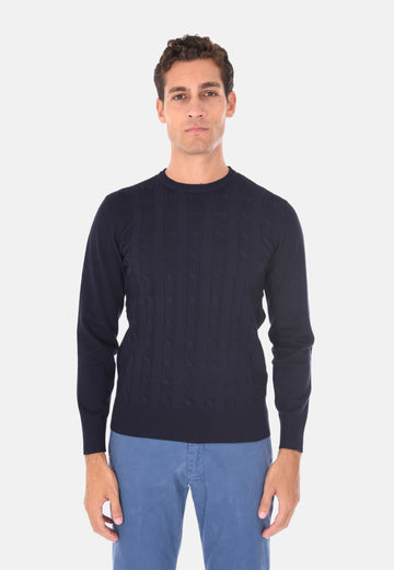 Maglione girocollo con trecce