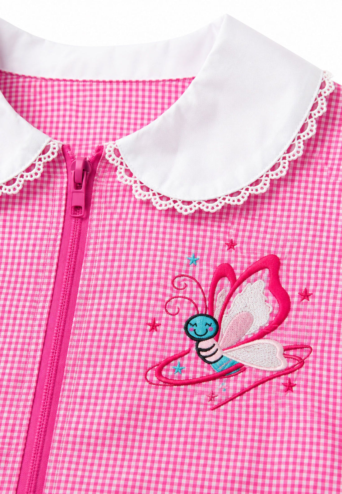 Grembiule a quadretti rosa farfalla