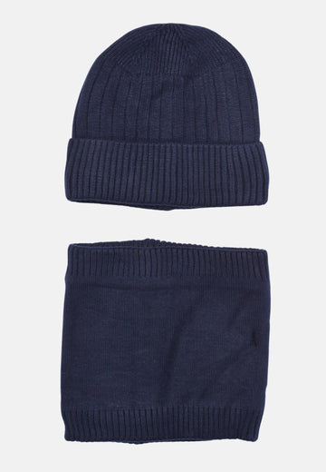 Cappello e scaldacollo a coste larghe