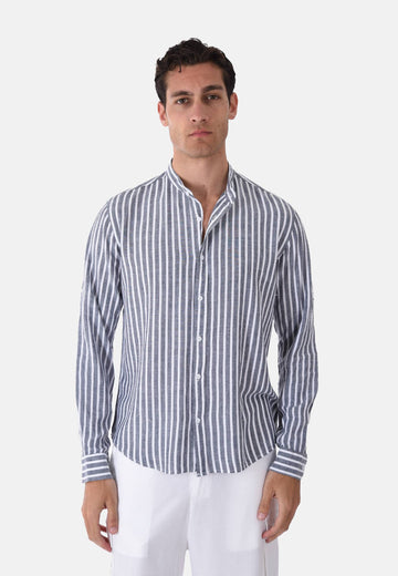 Camicia a righe lino e cotone