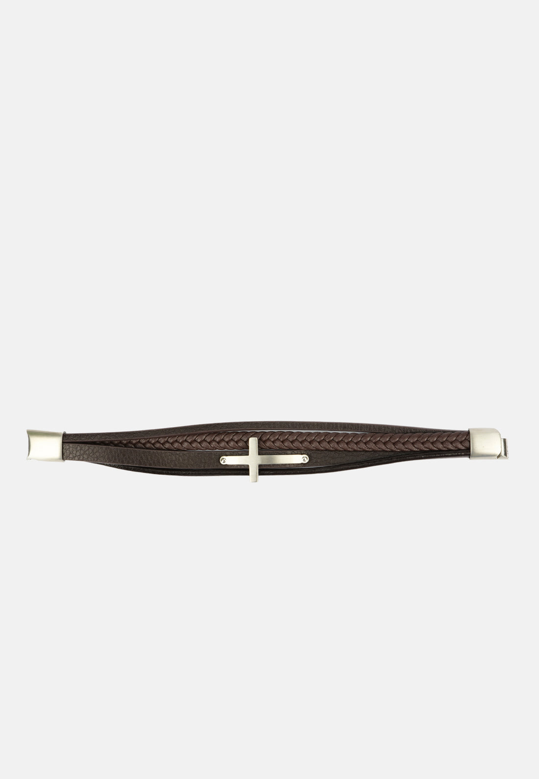 Bracciale pelle pu con croce