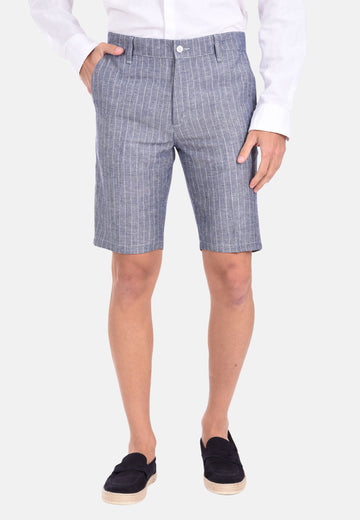 Bermuda gessato in puro lino