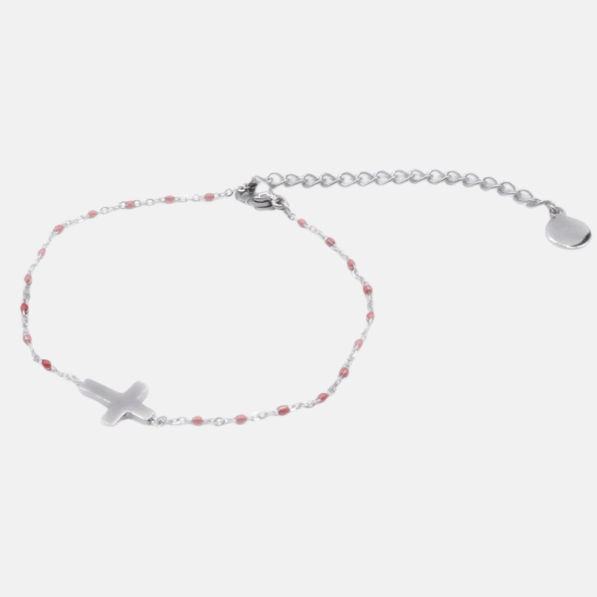 Bracciale rosario con croce e perline