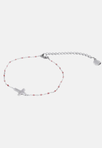 Bracciale rosario con croce e perline