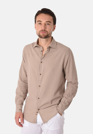 Camicia misto lino collo classico