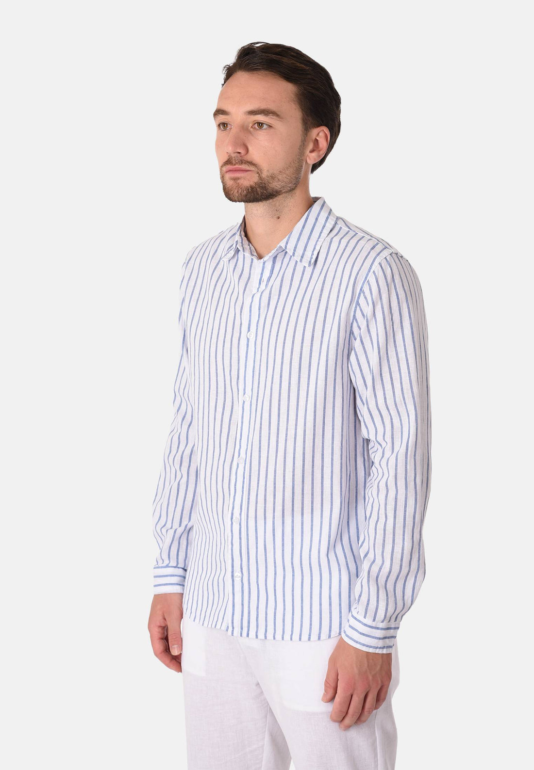 Camicia in lino righe strette