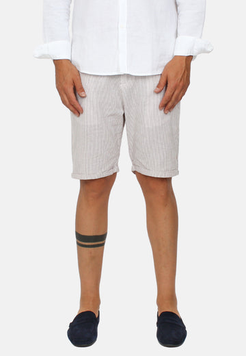 Bermuda in lino millerighe