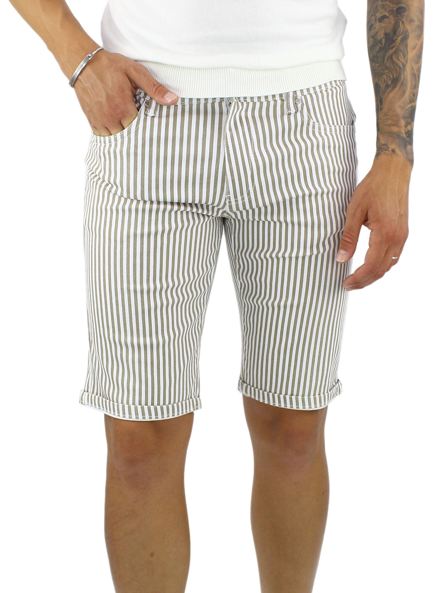 Bermuda di jeans a righe