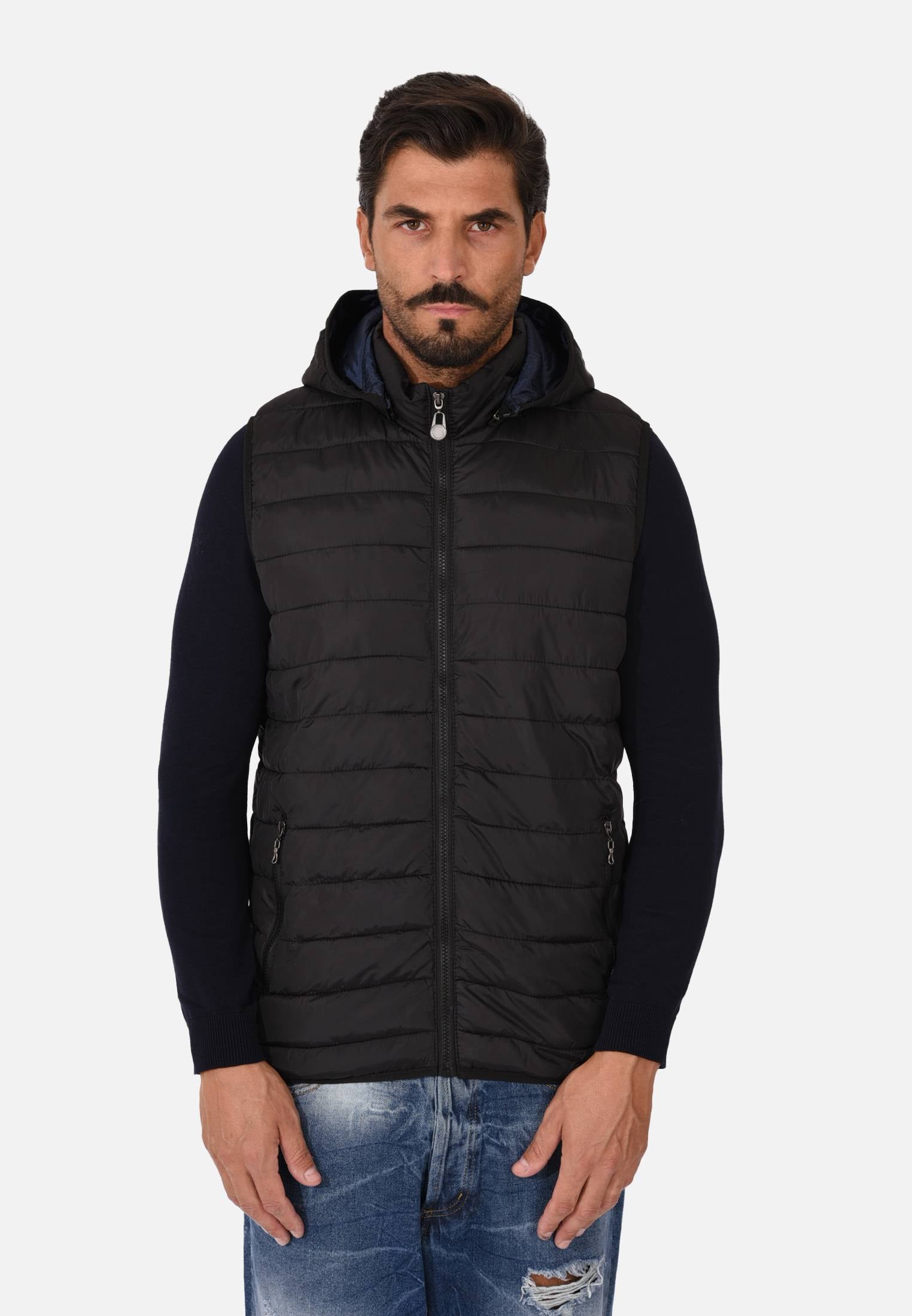 Gilet Uomo Senza Maniche Bocabuety - Leggero, Trapuntato Con Cappuccio