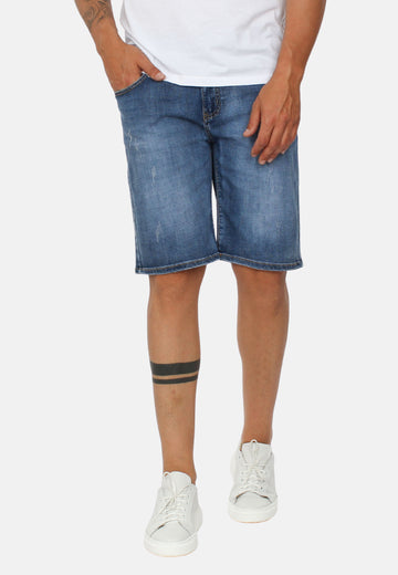 Bermuda di jeans con strappi superficiali