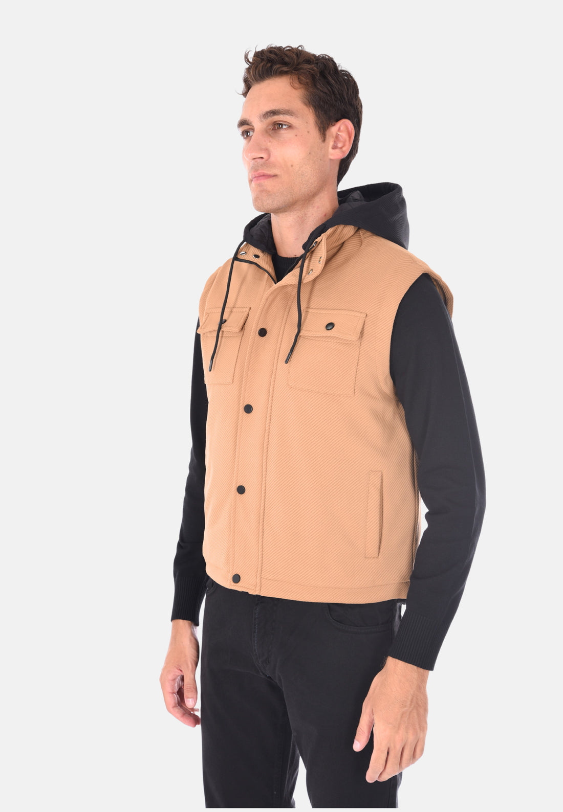 Giubbotto smanicato con cappuccio rimovibile
