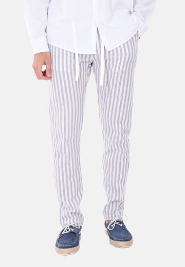 Pantalone a righe lino e cotone
