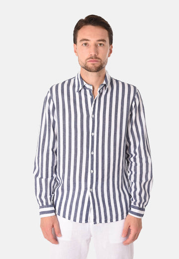 Camicia in lino a righe larghe