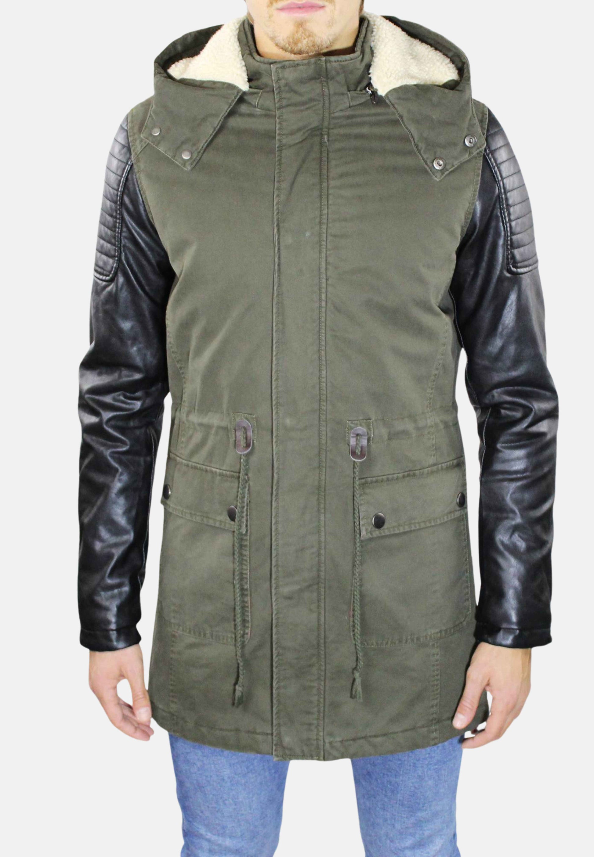 Parka verde con maniche in pelle – Ciabalu